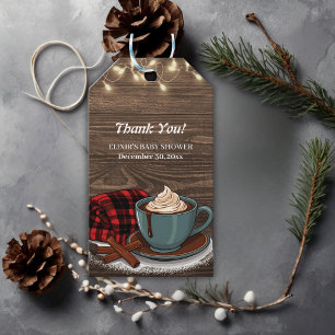 Modern Rustic Hot Cocoa Cosy Baby Shower Gift Tags