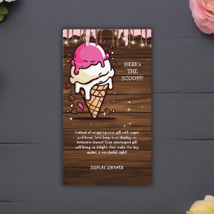 Modern Rustic Ice Cream Scoop Drawing Baby Shower Enclosure Card