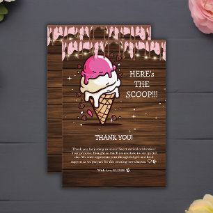 Modern Rustic Ice Cream Scoop Drawing Baby Shower Thank You Card