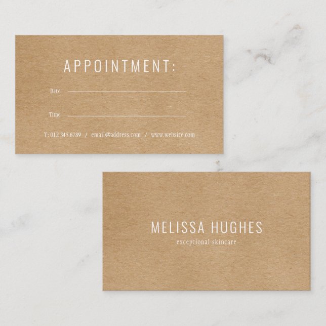 Modern Rustic Kraft Appointment Card (Front/Back)