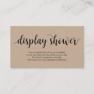 Modern Rustic Kraft, Black Script, Display Shower Enclosure Card