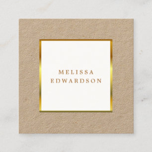 Modern Rustic kraft gold frame professional Square Business Card
