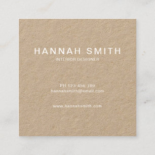 Modern Rustic Kraft Hello Square Business Card