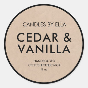 Modern Rustic Kraft Personalised Candle Labels