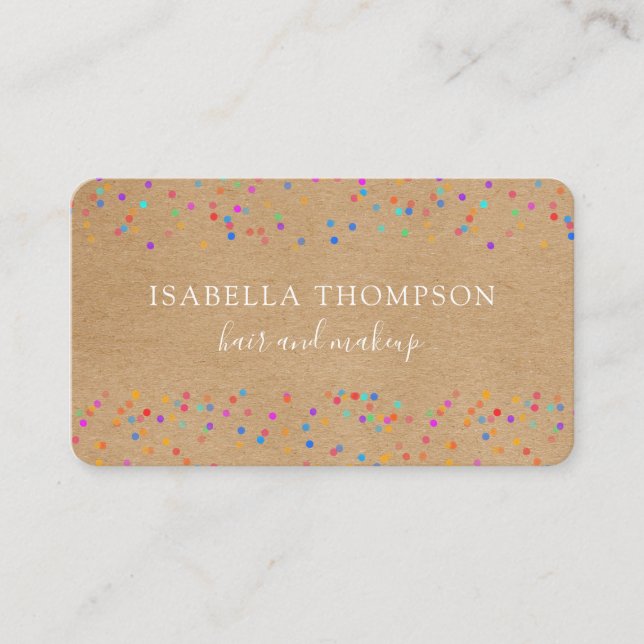Modern Rustic Kraft Rainbow Sparkles Business Card (Front)
