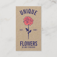 Modern rustic kraft trendy blue pink rose flower