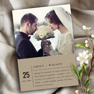 MODERN RUSTIC KRAFT TYPOGRAPHY WEDDING PHOTO INVITATION