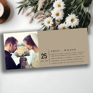 MODERN RUSTIC KRAFT TYPOGRAPHY WEDDING PHOTO INVITATION