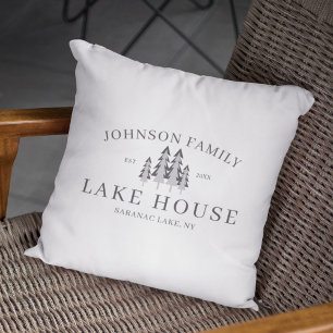 Modern Rustic Lake House Family Name Summer  Cushion