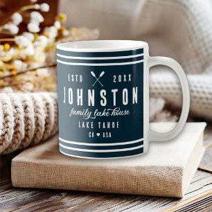 Modern Rustic Lake House   Navy White Coffee Mug