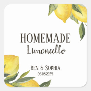 Modern Rustic Lemons Homemade Limoncello  Square Sticker
