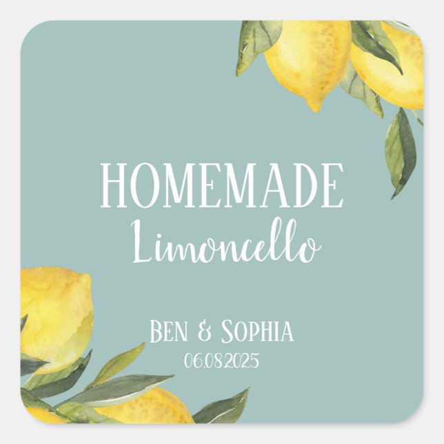 Modern Rustic Lemons Homemade Limoncello  Square Sticker (Front)