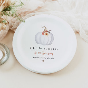 Modern Rustic Little Pumpkin Baby Shower Paper Plate