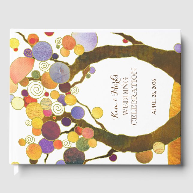 Modern Rustic Love Trees Wedding Guest Book (Front)