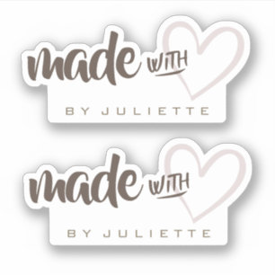 Modern Rustic Made with Love Heart Natural Brown