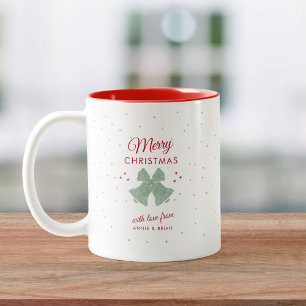 Modern Rustic Merry Christmas Bells Stars Country Two-Tone Coffee Mug