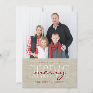 Modern Rustic Merry Christmas Holiday Photo Card