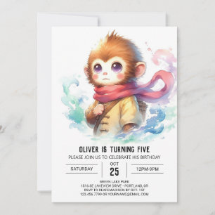 Modern Rustic Monkey Birthday Invitation