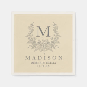 Modern Rustic monogram Champagne wedding napkins