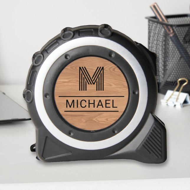 Modern Rustic Monogram Name Initial on Wood Grain 1 (Creator Uploaded)