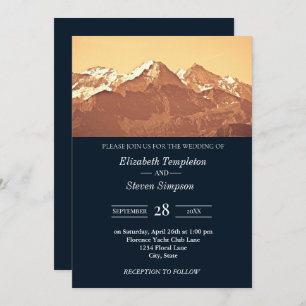 Modern Rustic Mountain Navy Classic Wedding Invitation