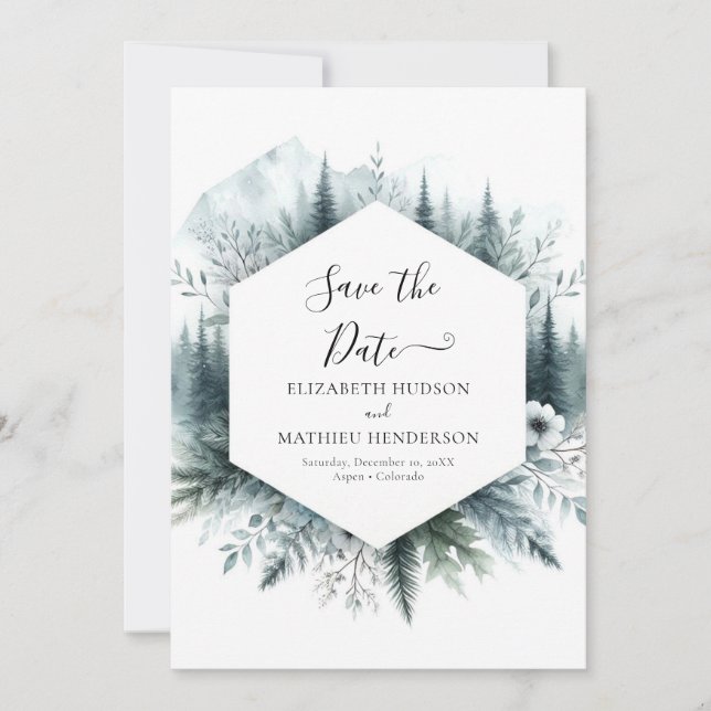  Modern Rustic Mountain Wedding  Save The Date (Front)