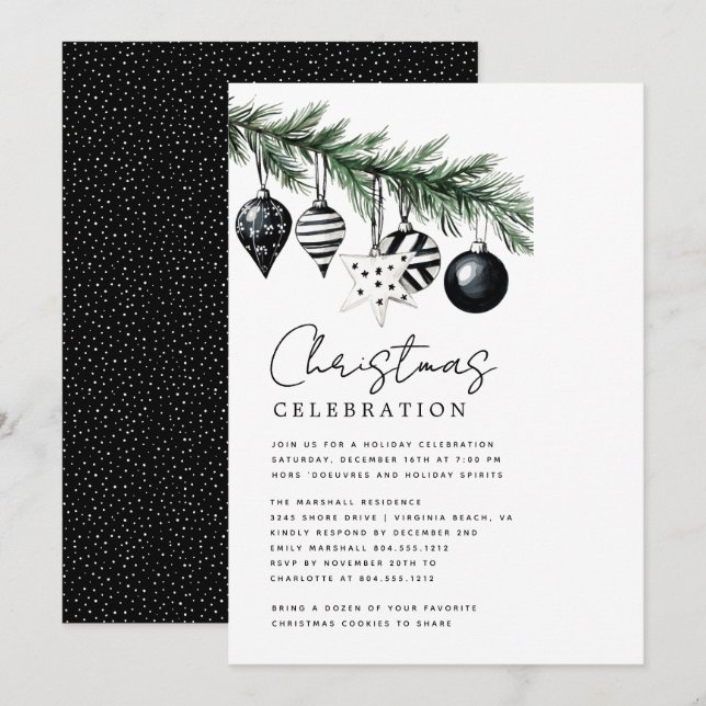 Modern Rustic Nature Christmas Party Invitation  (Front/Back)