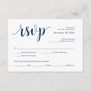 Modern Rustic, Navy Blue font, RSVP Enclosure Card
