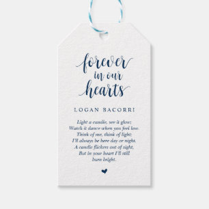 Modern Rustic Navy Blue, Funeral Memorial Service Gift Tags