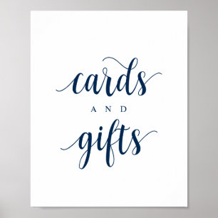 Modern Rustic, Navy Blue, Wedding Cards and Gifts Poster