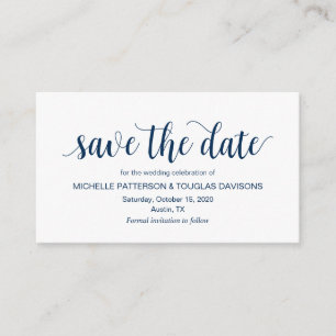 Modern Rustic, Navy Blue, Wedding Save the date Enclosure Card
