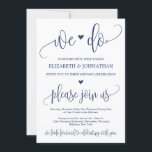 Modern rustic navy calligraphy heart we do wedding invitation<br><div class="desc">Modern rustic navy calligraphy heart we do wedding invitation,  Contact me for matching items or for customisation,  Blush Roses ©</div>