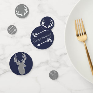 Modern Rustic Navy & Grey Deer Arrows Confetti
