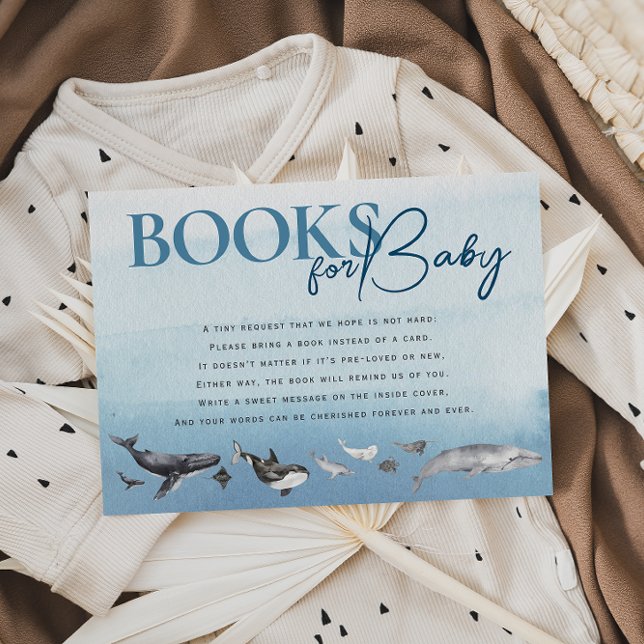 Modern Rustic Ocean Baby Shower Books For Baby Enclosure Card (Creator Uploaded)