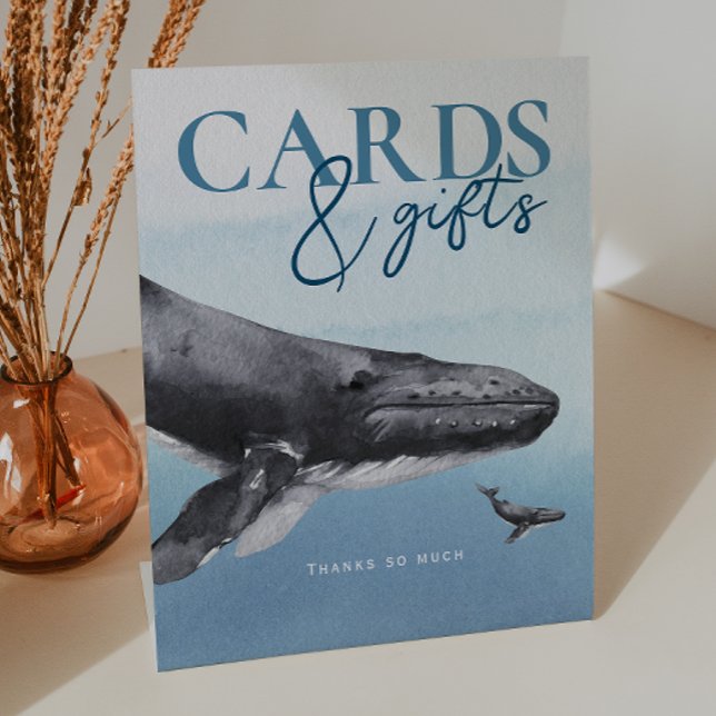 Modern Rustic Ocean Baby Shower Cards and Gifts Pedestal Sign (Creator Uploaded)