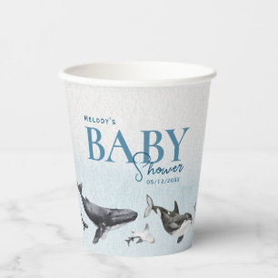 Modern Rustic Ocean Baby Shower Paper Cups