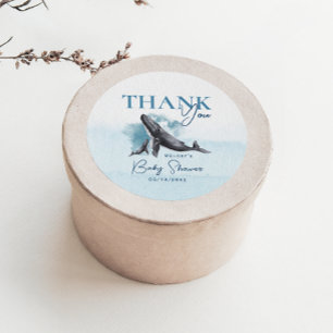 Modern Rustic Ocean Baby Shower Thank You Favour Classic Round Sticker
