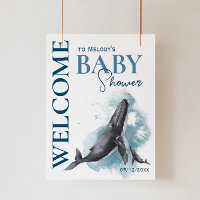 Modern Rustic Ocean Welcome Baby Shower Sign