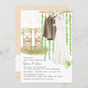 Modern Rustic Outdoor Watercolor Floral Wedding Invitation