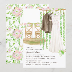 Modern Rustic Outdoor Watercolor Floral Wedding Invitation