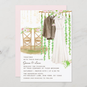 Modern Rustic Outdoor Watercolor Floral Wedding Invitation