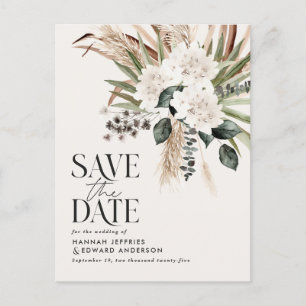 Modern rustic pampas eucalyptus botanical elegant announcement postcard