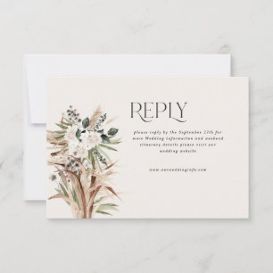 modern rustic pampas eucalyptus wedding RSVP card