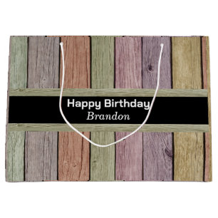 Modern Rustic Pastel Wood Plank Gift Bag