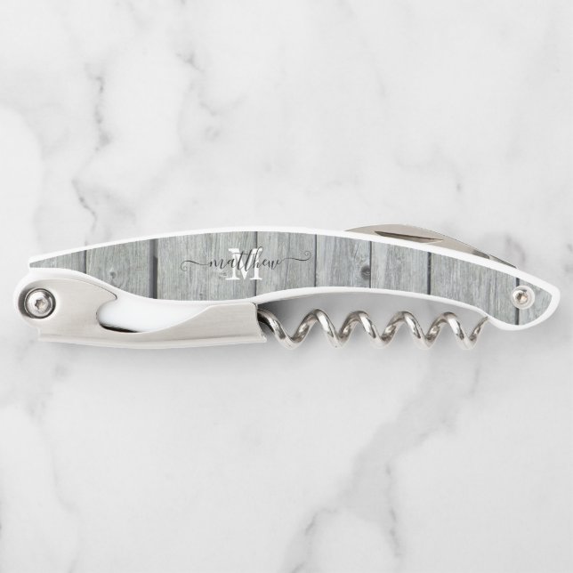 Modern Rustic Pattern Country Monogram Initial  Corkscrew (Front)