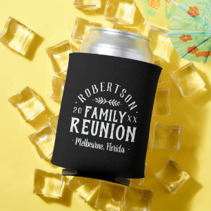 Modern Rustic Personalised Family Reunion   Black Can Cooler