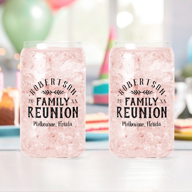 Modern Rustic Personalised Family Reunion Can Glass (Insitu (Birthday))