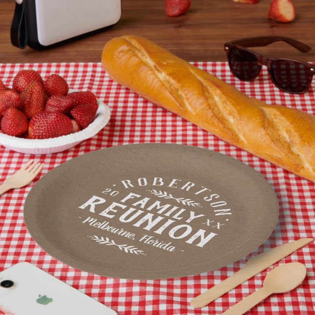 Modern Rustic Personalised Family Reunion Paper Plate (Picnic)