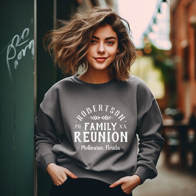 Modern Rustic Personalised Family Reunion Sweatshirt (Creator Uploaded)