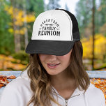 Modern Rustic Personalised Family Reunion Trucker Hat<br><div class="desc">Create a custom keepsake Family Reunion baseball cap for the whole family. Personalise it with your family name, the year, location or any other custom text. Click the Customise It button to change fonts and colours, add your own text and photos. Select from all of our trucker hat styles to...</div>